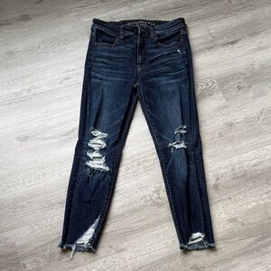 American Eagle Outfitters Ripped Dark Blue Skinny Jeans